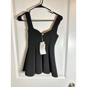 Zara Black Sweetheart‎ Neckline Fit Flare Peplum Tank Top Women's S